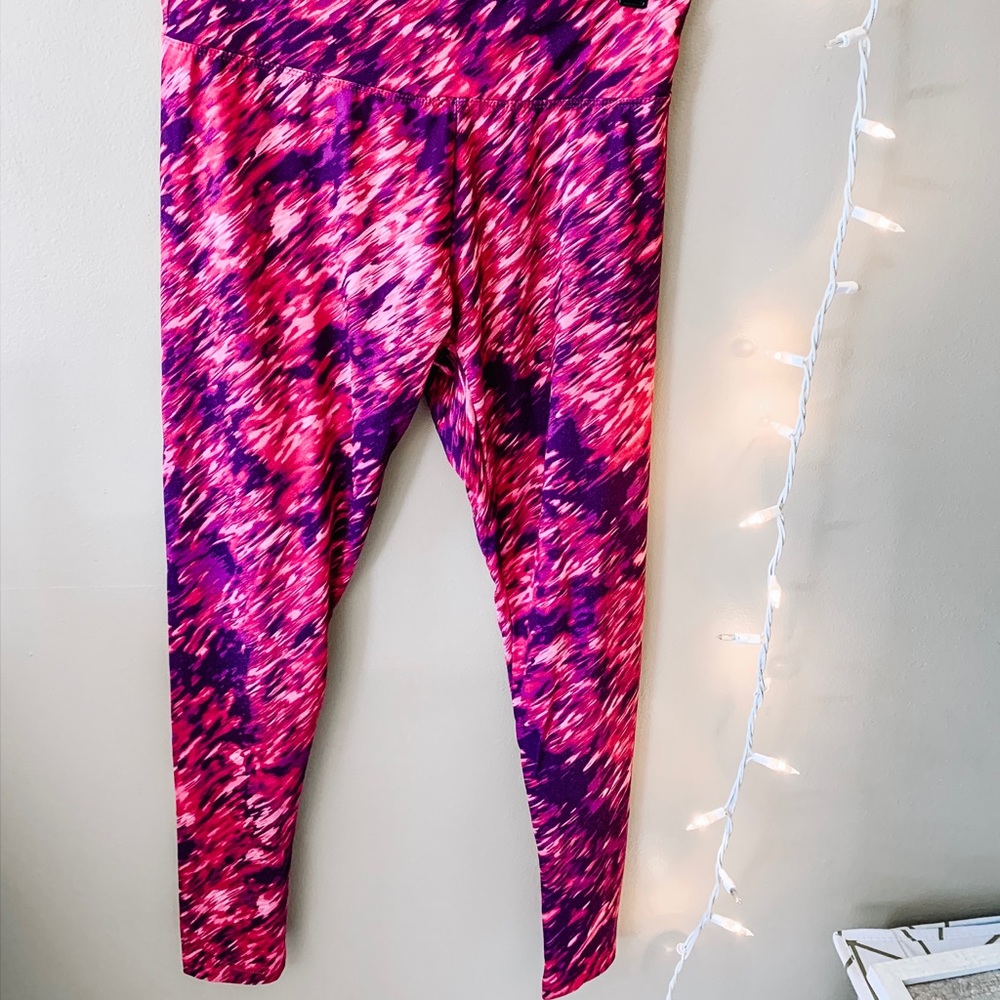 Pink multi patterned workout legging